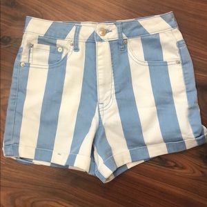WHITE jean shorts with stripes high waist, 25